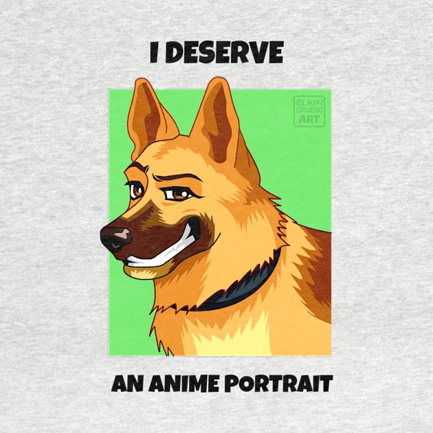 German Shepherd Dog: Anime Cartoon Portrait by elkingrueso